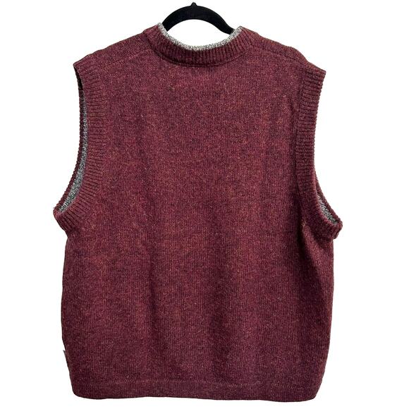 Vintage Woolrich Wool Knit Vest XL Academia Cottage V-neck Retro Wine Burgundy - Picture 3 of 13